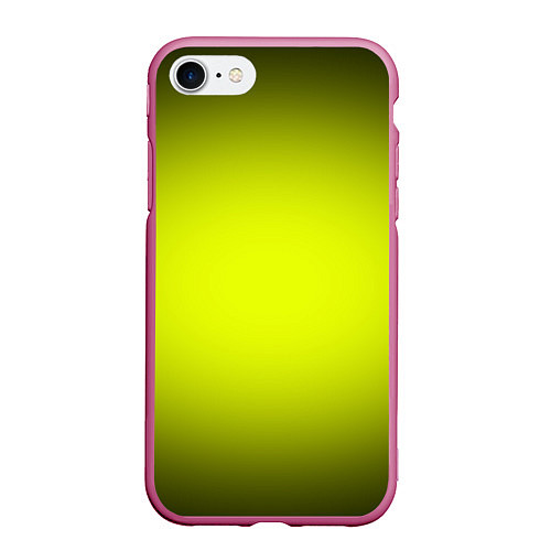 Чехол iPhone 7/8 матовый Кислотный желтый с градиентом / 3D-Малиновый – фото 1