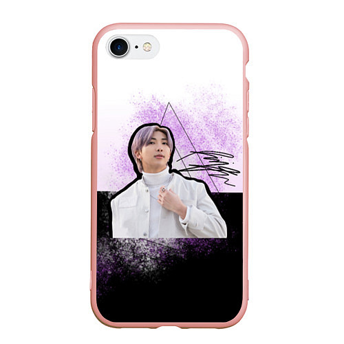 Чехол iPhone 7/8 матовый Намджун и его тень / 3D-Светло-розовый – фото 1