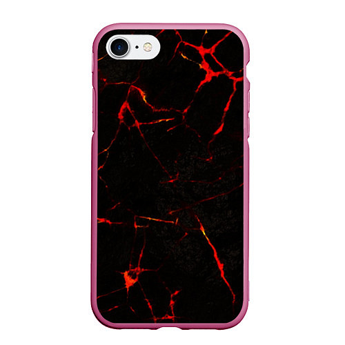 Чехол iPhone 7/8 матовый Прожилки магмы / 3D-Малиновый – фото 1