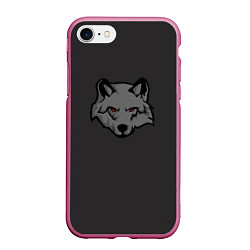 Чехол iPhone 7/8 матовый Злой серый волк с красными глазами