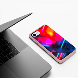 Чехол iPhone 7/8 матовый Neon stripes color, цвет: 3D-светло-розовый — фото 2