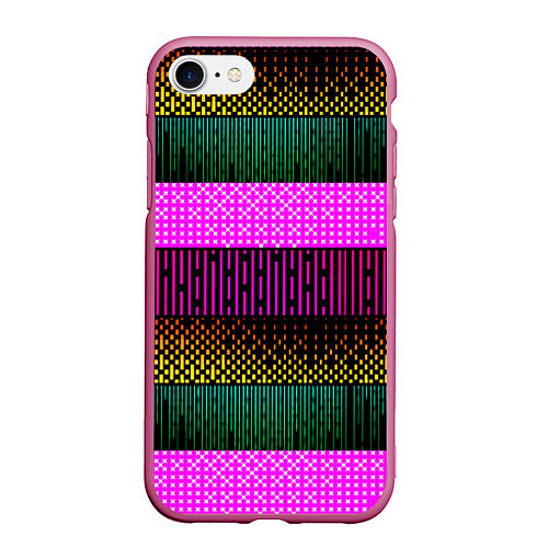 Чехол iPhone 7/8 матовый Patterned stripes / 3D-Малиновый – фото 1