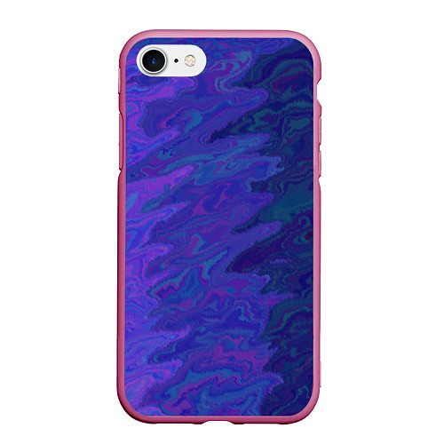 Чехол iPhone 7/8 матовый Абстрактный синий разводы / 3D-Малиновый – фото 1