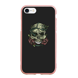 Чехол iPhone 7/8 матовый Зеленый череп с розами