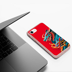 Чехол iPhone 7/8 матовый Japanese dragon - irezumi, цвет: 3D-светло-розовый — фото 2