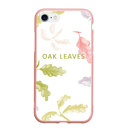 Чехол iPhone 7/8 матовый Oak leaves / 3D-Светло-розовый – фото 1