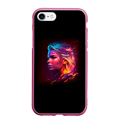 Чехол iPhone 7/8 матовый Неоновая девушка II, цвет: 3D-малиновый