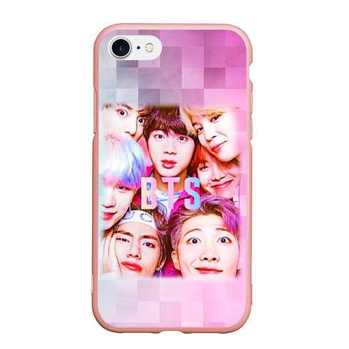 Чехол iPhone 7/8 матовый BTS K-pop / 3D-Светло-розовый – фото 1