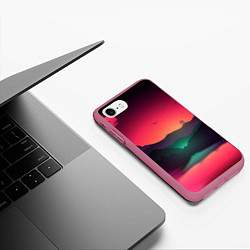 Чехол iPhone 7/8 матовый Неоновая природа, цвет: 3D-малиновый — фото 2