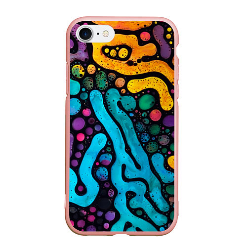 Чехол iPhone 7/8 матовый Цветные микроорганизмы / 3D-Светло-розовый – фото 1