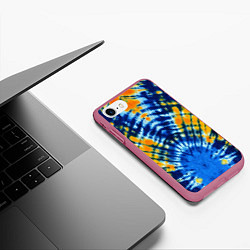 Чехол iPhone 7/8 матовый Tie dye стиль хиппи, цвет: 3D-малиновый — фото 2