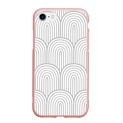 Чехол iPhone 7/8 матовый Светло-серый овальный паттерн / 3D-Светло-розовый – фото 1