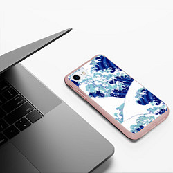 Чехол iPhone 7/8 матовый Японская графика - волна - паттерн, цвет: 3D-светло-розовый — фото 2