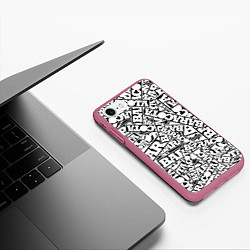 Чехол iPhone 7/8 матовый Baracota Stickers, цвет: 3D-малиновый — фото 2