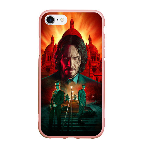 Чехол iPhone 7/8 матовый John Wick catholic church Paris / 3D-Светло-розовый – фото 1