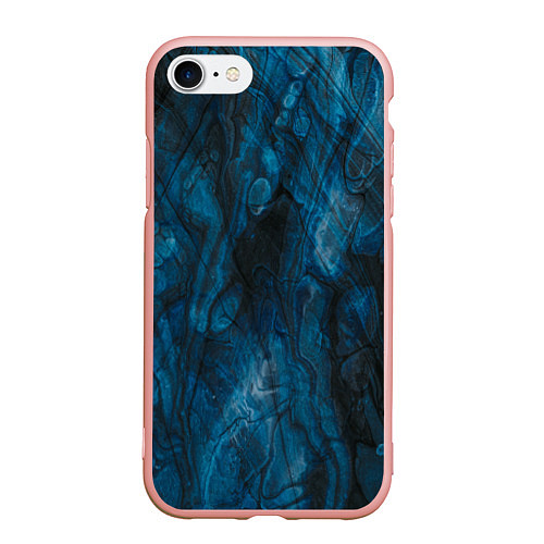 Чехол iPhone 7/8 матовый Синяя прозрачная скала / 3D-Светло-розовый – фото 1