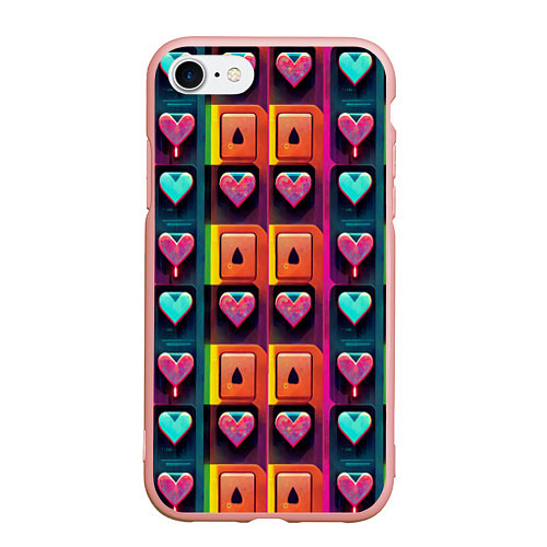 Чехол iPhone 7/8 матовый Cyber love / 3D-Светло-розовый – фото 1