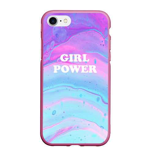 Чехол iPhone 7/8 матовый Girl power fluid art / 3D-Малиновый – фото 1