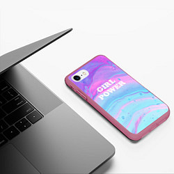 Чехол iPhone 7/8 матовый Girl power fluid art, цвет: 3D-малиновый — фото 2