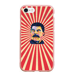 Чехол iPhone 7/8 матовый Сталин полигональный, цвет: 3D-светло-розовый