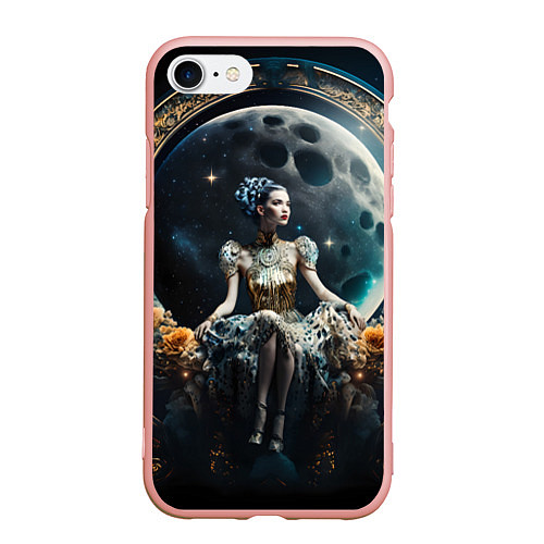Чехол iPhone 7/8 матовый Лунная принцесса - нейросеть / 3D-Светло-розовый – фото 1