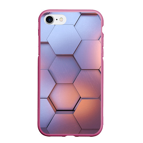 Чехол iPhone 7/8 матовый Металлические шестиугольники / 3D-Малиновый – фото 1