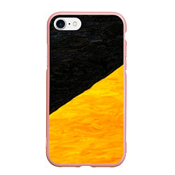 Чехол iPhone 7/8 матовый Черно-желтые масляные краски, цвет: 3D-светло-розовый