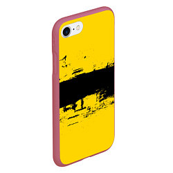 Чехол iPhone 7/8 матовый Черно-желтая полоса Cyberpunk 2077, цвет: 3D-малиновый — фото 2