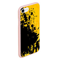 Чехол iPhone 7/8 матовый Пятна черной краски на желтом фоне, цвет: 3D-светло-розовый — фото 2