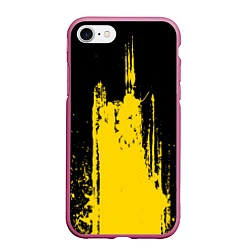 Чехол iPhone 7/8 матовый Фонтан бурлящей желтой краски, цвет: 3D-малиновый