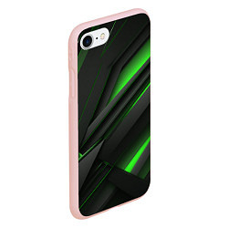Чехол iPhone 7/8 матовый Черно-зеленые объемные полосы, цвет: 3D-светло-розовый — фото 2