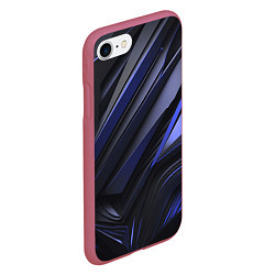Чехол iPhone 7/8 матовый Объемные черные и синие плиты, цвет: 3D-малиновый — фото 2
