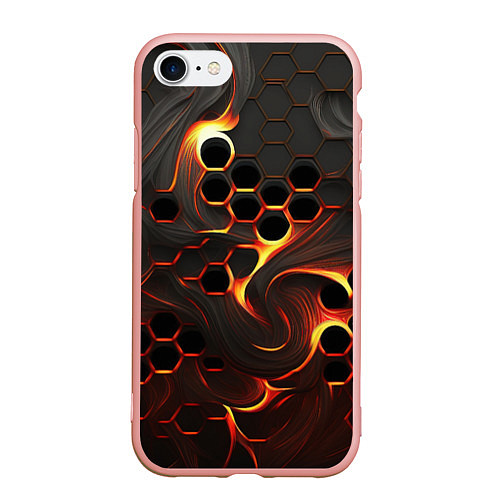 Чехол iPhone 7/8 матовый Огненная сетка / 3D-Светло-розовый – фото 1
