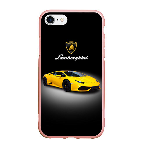 Чехол iPhone 7/8 матовый Спорткар Lamborghini Aventador / 3D-Светло-розовый – фото 1