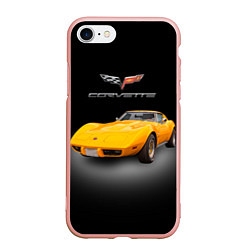 Чехол iPhone 7/8 матовый Американский спорткар Chevrolet Corvette Stingray, цвет: 3D-светло-розовый