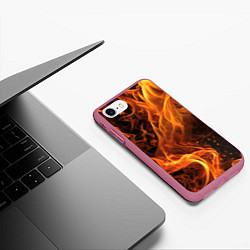 Чехол iPhone 7/8 матовый Пламя удачи, цвет: 3D-малиновый — фото 2