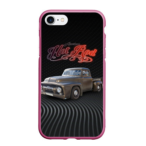 Чехол iPhone 7/8 матовый Хот род на базе модели Ford F-100 / 3D-Малиновый – фото 1