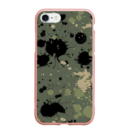 Чехол iPhone 7/8 матовый Камуфляж из клякс / 3D-Светло-розовый – фото 1