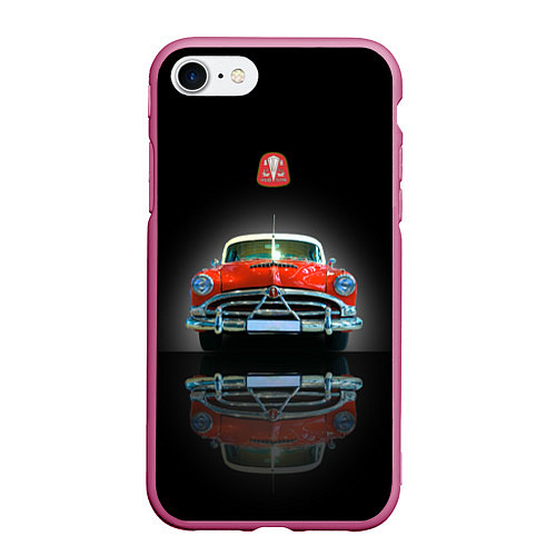 Чехол iPhone 7/8 матовый Классический американский автомобиль Hudson Hornet / 3D-Малиновый – фото 1