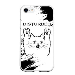 Чехол iPhone 7/8 матовый Disturbed рок кот на светлом фоне