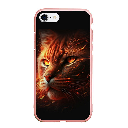Чехол iPhone 7/8 матовый Огненный рыжий кот / 3D-Светло-розовый – фото 1