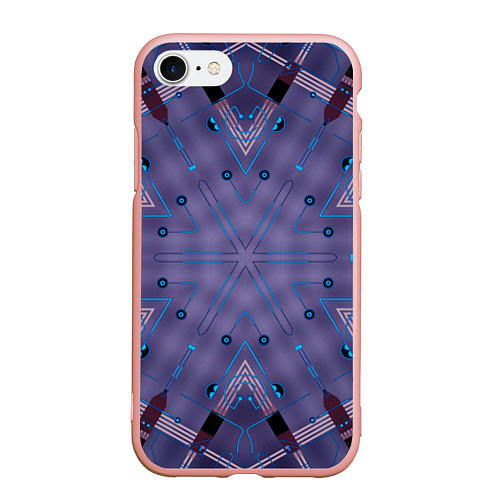 Чехол iPhone 7/8 матовый Техно фиолетовая броня / 3D-Светло-розовый – фото 1