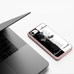 Чехол iPhone 7/8 матовый Depeche Mode - Enjoy the Silence lyrics black & wh, цвет: 3D-светло-розовый — фото 2