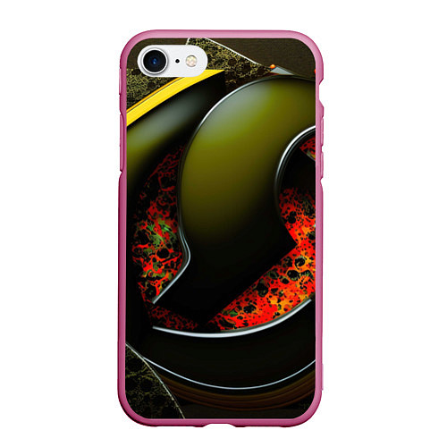 Чехол iPhone 7/8 матовый Зеленые объемные объекты / 3D-Малиновый – фото 1