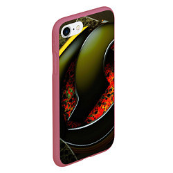 Чехол iPhone 7/8 матовый Зеленые объемные объекты, цвет: 3D-малиновый — фото 2