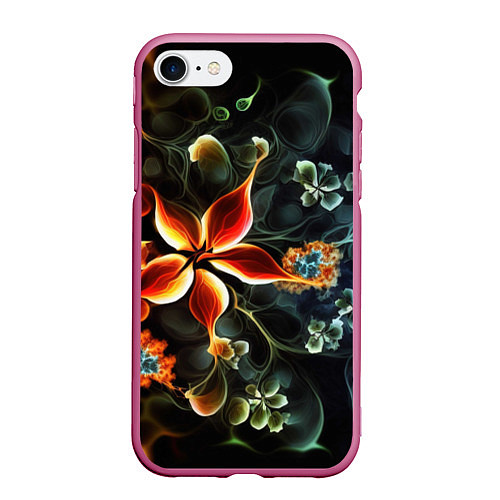 Чехол iPhone 7/8 матовый Абстрактные цветы / 3D-Малиновый – фото 1