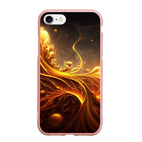Чехол iPhone 7/8 матовый Желтые абстрактные узоры / 3D-Светло-розовый – фото 1