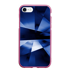 Чехол iPhone 7/8 матовый Синие лучи и отражения в абстракции, цвет: 3D-малиновый