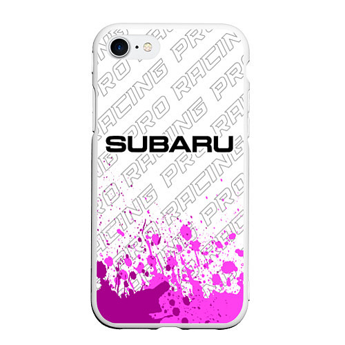 Чехол iPhone 7/8 матовый Subaru pro racing: символ сверху / 3D-Белый – фото 1