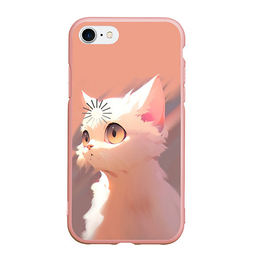 Чехол iPhone 7/8 матовый Аниме Кот с загрузкой / 3D-Светло-розовый – фото 1